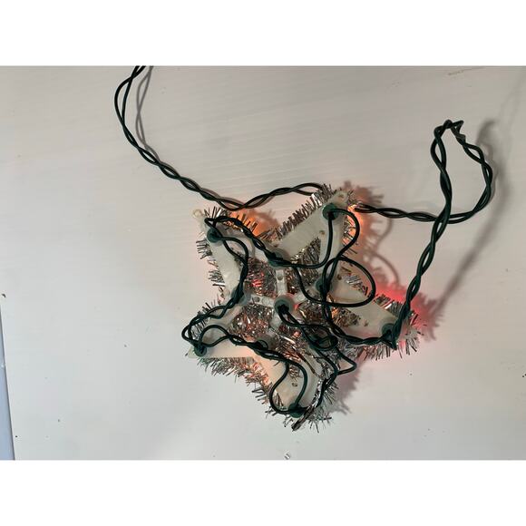 Vintage Silver Garland Small Star 11 Light Christmas Tree Topper - Picture 6 of 6